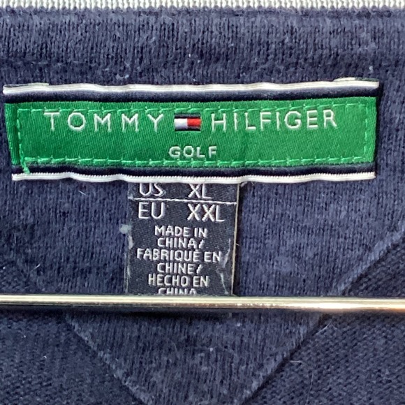 Tommy Hilfiger‎ Golf Sweater Mens XL Blue White Grid V Neck Pullover - Picture 8 of 13